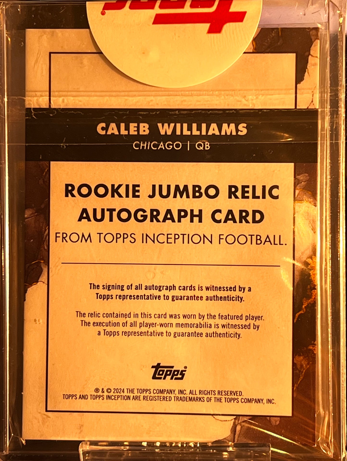 π 2024 Topps Inception Rookie Jumbo Relic Auto β Caleb Williams Magenta #72/99
