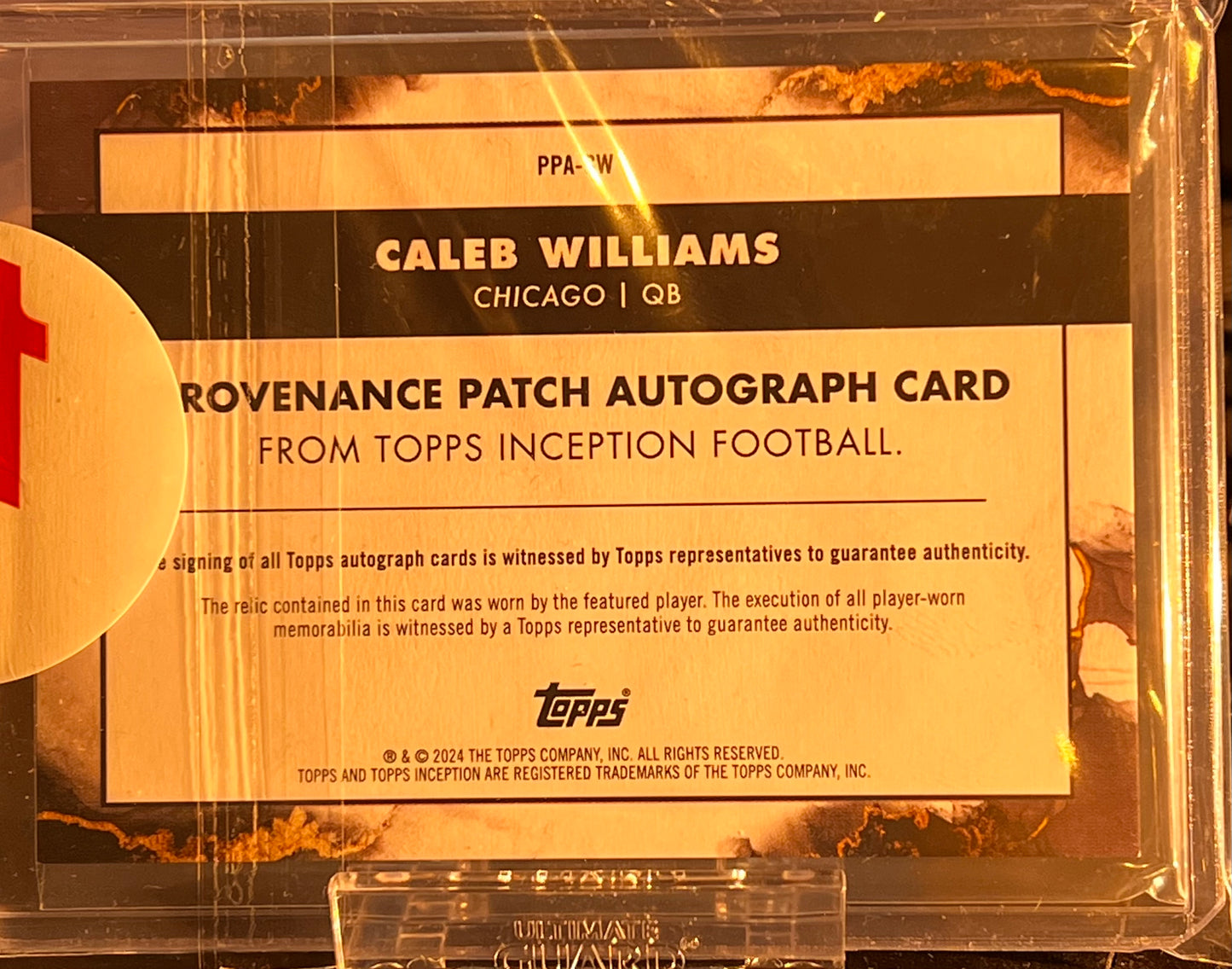 π 2024 Topps Inception Provenance Patch Auto β Caleb Williams #PPA-CW /99 (Magenta)