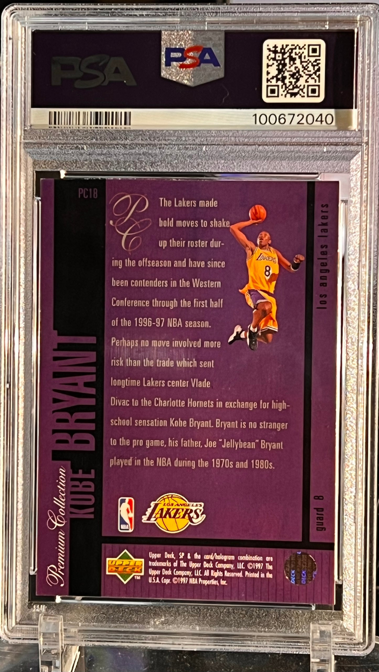 π 1996 SP Holoviews β Kobe Bryant #PC18 PSA 8 NM-MT | Cert #100672040