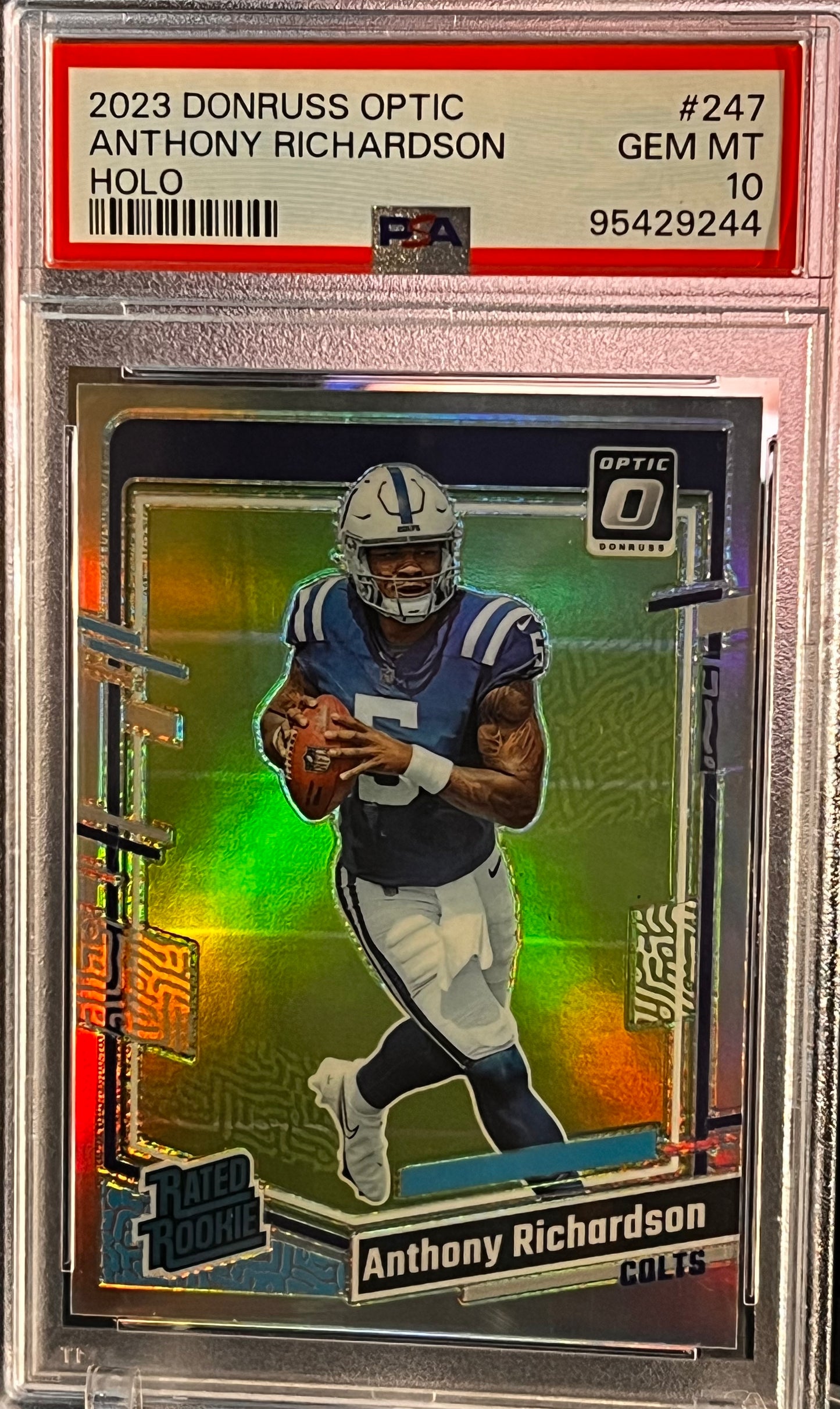 ⚡️ 2023 Donruss Optic Anthony Richardson – Holo RC #247 – PSA 10 GEM MINT ⚡️ Cert #95429244 | Colts QB1 | Chrome Finish | Rookie Year