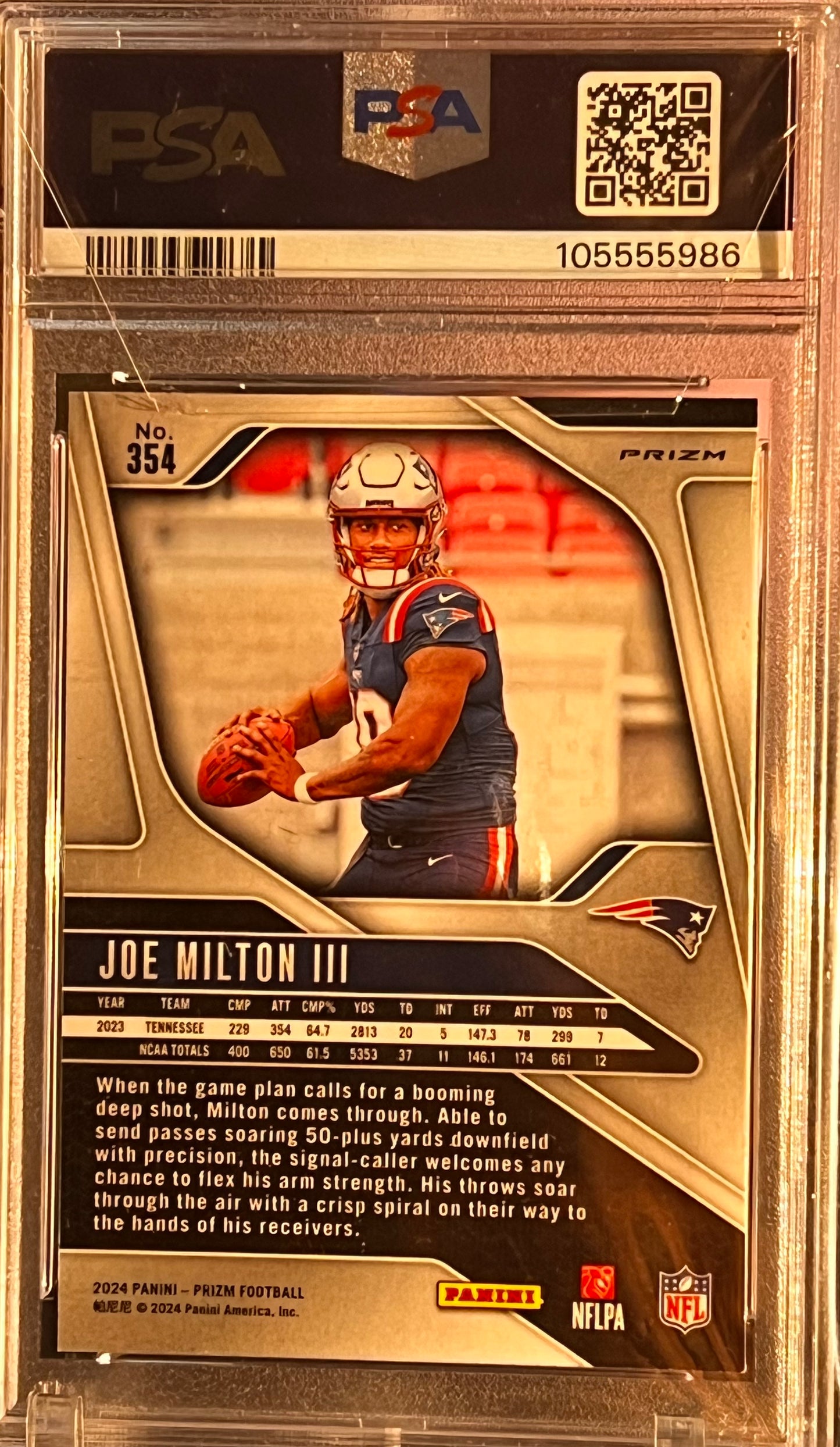 π₯ 2024 PANINI PRIZM #354 Joe Milton III β Blue/Yellow/Green Choice β PSA 9 π₯ π POP 1 | Cert #105555986