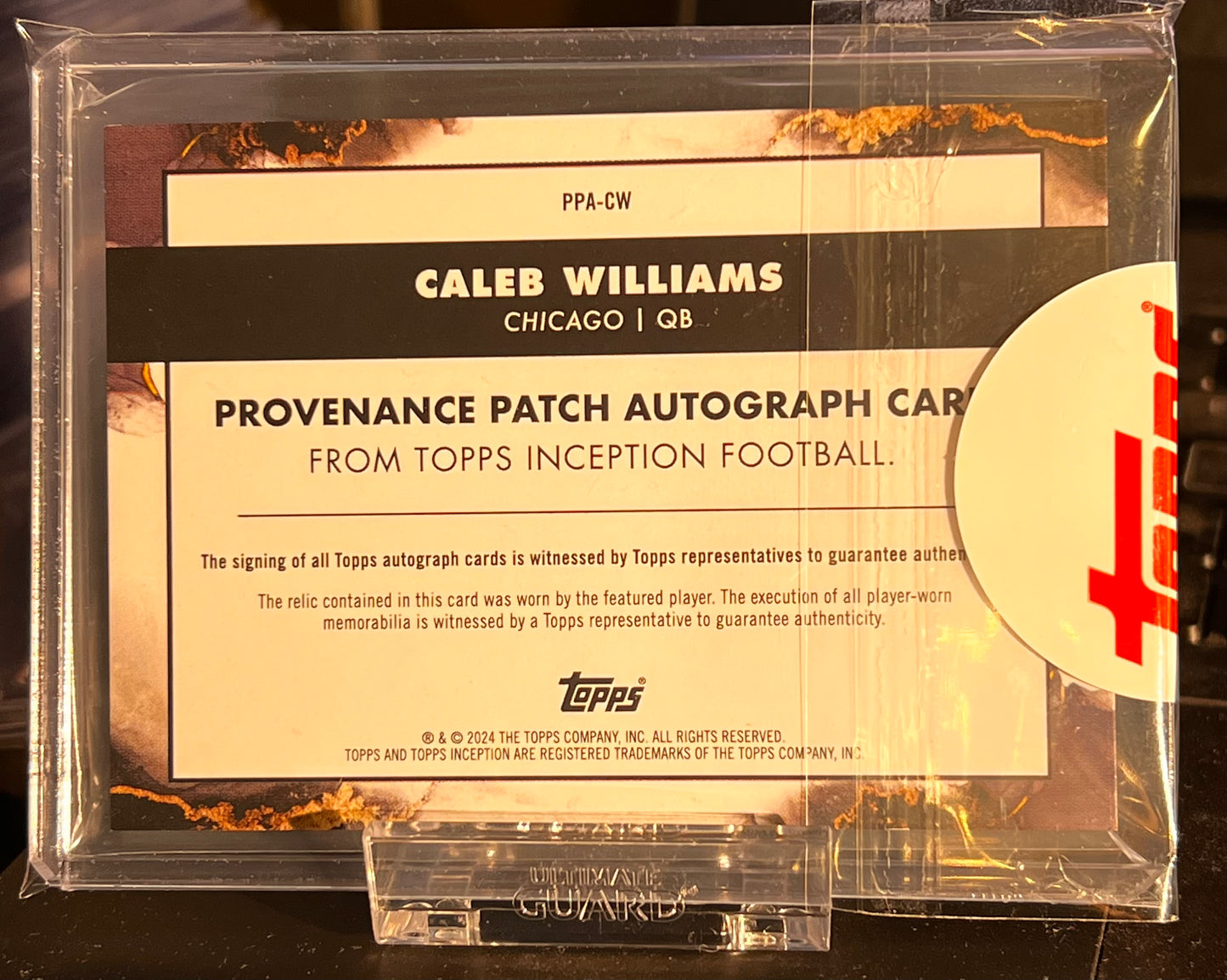 🏈 2024 Topps Inception Provenance Patch Auto – Caleb Williams #PPA-CW /150 (Green)