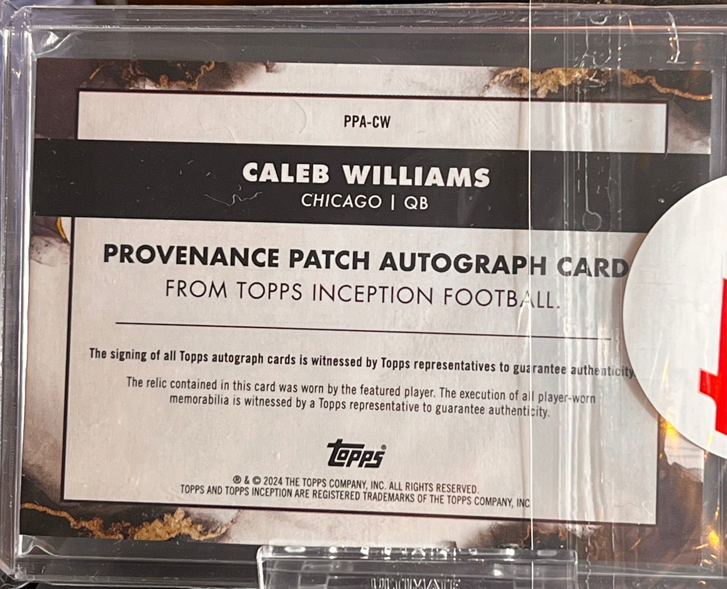 🏈 2024 Topps Inception Provenance Patch Auto – Caleb Williams #PPA-CW /150 (Green) (Copy)