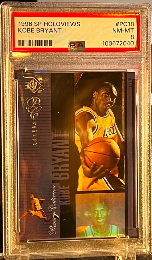 🏀 1996 SP Holoviews – Kobe Bryant #PC18 PSA 8 NM-MT | Cert #100672040