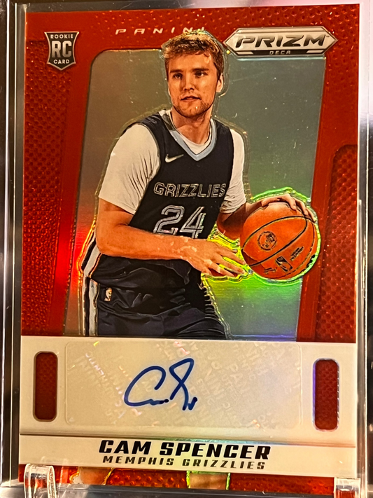 🏀 2024-25 Panini Prizm Deca – Cam Spencer Signatures Red Prizms Auto RC Serial #/99 | True Rookie Auto | Red Parallel