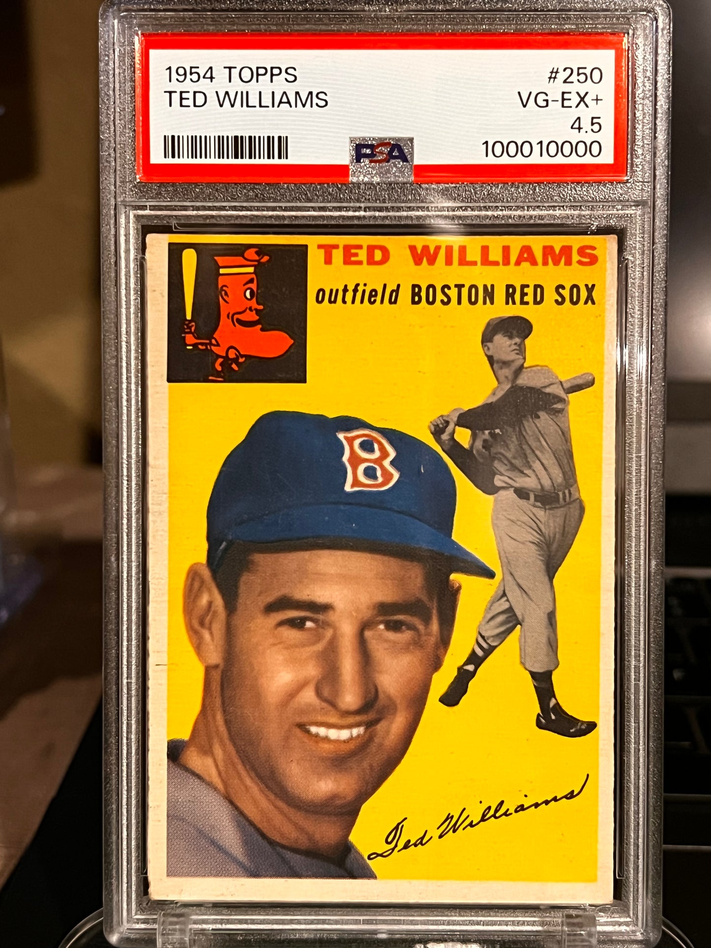 🌟 1954 Topps Ted Williams #250 – PSA 4.5 VG‑EX+ (Cert #1000100000) 🌟 Available now at Locos Rips and Hits!