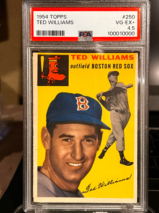 🌟 1954 Topps Ted Williams #250 – PSA 4.5 VG‑EX+ (Cert #1000100000) 🌟 Available now at Locos Rips and Hits!