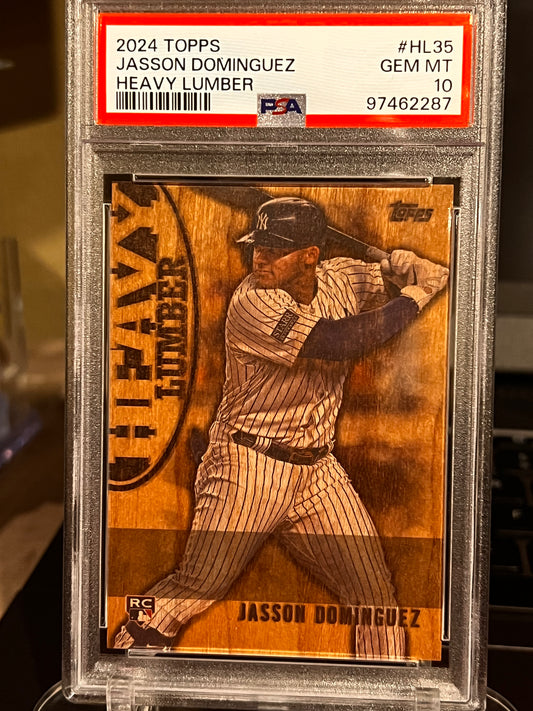 🌲🔥 2024 Topps Series 2 Jasson Dominguez ROOKIE RC – Heavy Lumber Case Hit – PSA 10 GEM MINT – SUPER RARE! 🔥🌲