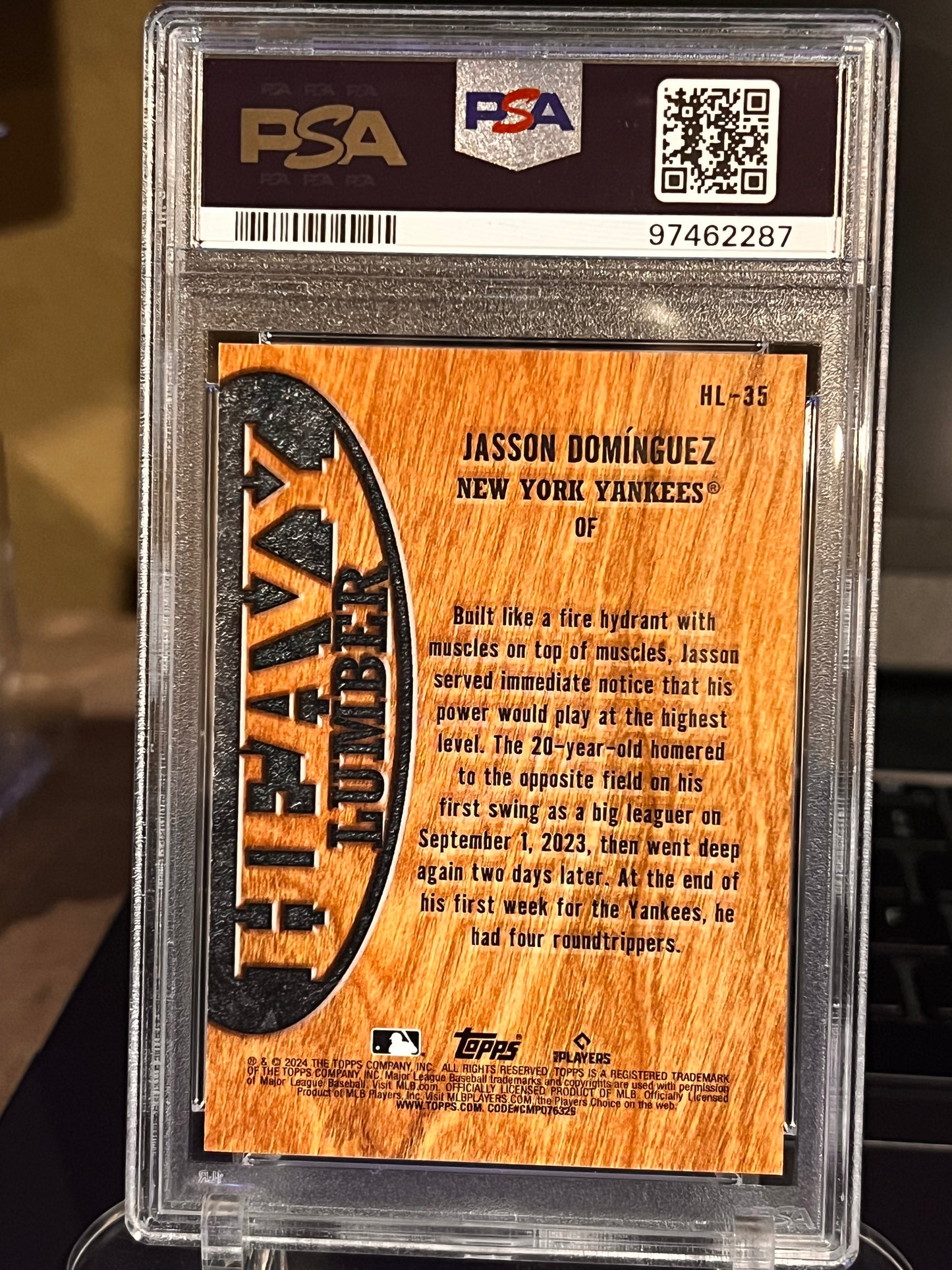 🌲🔥 2024 Topps Series 2 Jasson Dominguez ROOKIE RC – Heavy Lumber Case Hit – PSA 10 GEM MINT – SUPER RARE! 🔥🌲