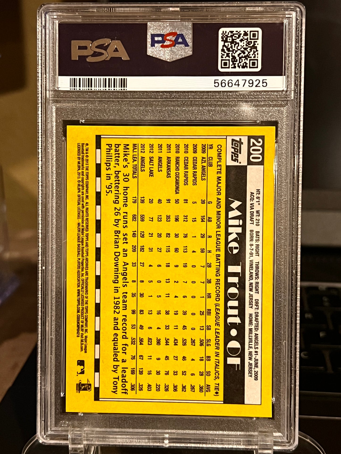 🔥 2013 Topps Archives Mike Trout #200 – PSA 10 GEM MINT (Cert #56647925) 🔥 Now available at Locos Rips and Hits!