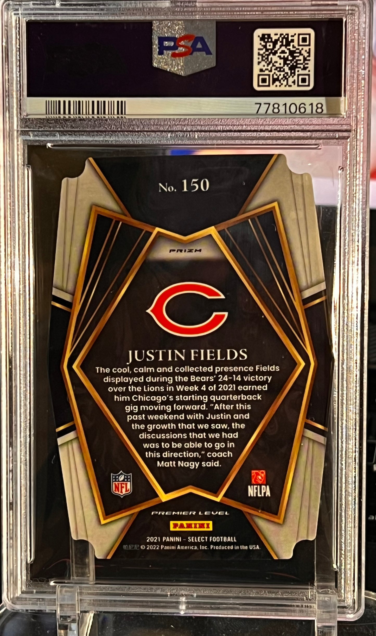 🦓 2021 Select Justin Fields – Zebra Die-Cut Prizm RC #150 – PSA 9 MINT 🦓 Cert #77810618 | Rookie Card | Case Hit Zebra | Chicago Bears New Pittsburg Steelers York Jets QB1