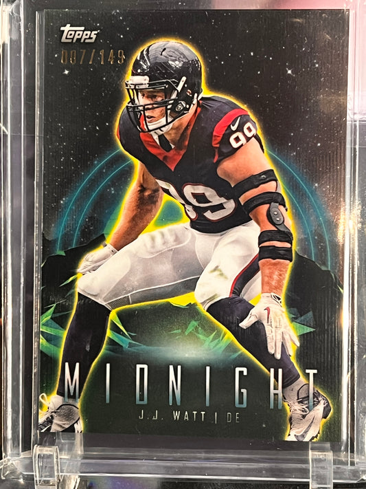💚 2024 Topps Midnight – J.J. Watt Green Parallel #40 – 007/149 💚 Limited Print | Serial #007 | Texans Legend | Defensive Icon
