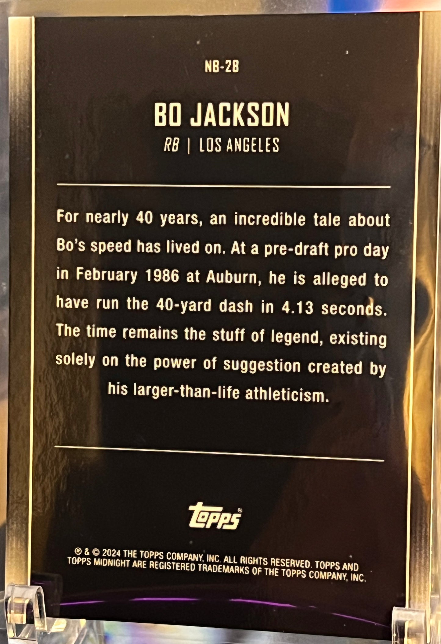 🌙 2024 Topps Midnight – Bo Jackson “Nightball” Pink Refractor – #77/99 🌙 Raiders Legend | Pink Foil Parallel | Iconic Insert | Serial #77/99